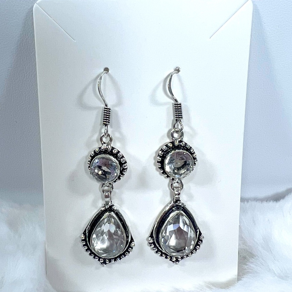 White Topaz 925 synthetic stone Earrings